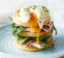 Pancakes with ham, spinach and egg