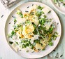 Healthy pasta primavera on a plate