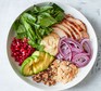 Salad bowl with chicken and hummus