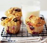 Blueberry, peach & soured cream muffins