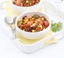 Vegetable & bean chilli in a white bowl