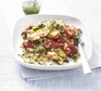Warm quinoa salad with grilled halloumi and red peppers