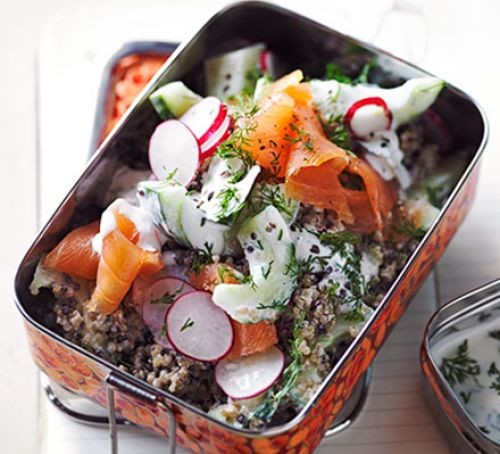 Salmon salad in box